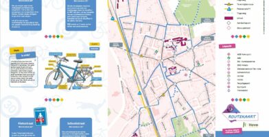 Fietsroutekaart voor de scholen in de gemeente Hove